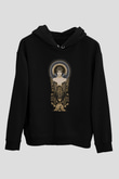 Unisex Metropolis Baskılı Siyah Kapüşonlu Sweatshirt