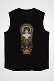 Unisex Metropolis Baskılı Siyah Kolsuz Tshirt