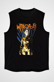 Unisex Metropolis Baskılı Siyah Kolsuz Tişört