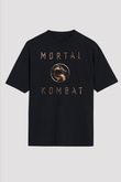 Unisex Mortal Kombat Baskılı Siyah Oversize Tişört