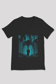 Unisex Motherless Brooklyn Baskılı Siyah V Yaka Tshirt