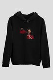 Unisex Mulan Baskılı Siyah Kapüşonlu Sweatshirt
