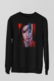 Unisex Mulan Baskılı Siyah Sweatshirt