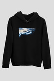Unisex Nuh (Noah) Baskılı Siyah Kapüşonlu Sweatshirt