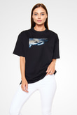 Unisex Nuh (Noah) Baskılı Siyah Oversize Tshirt