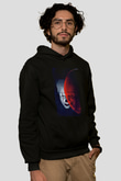 Unisex O (IT) Baskılı Siyah Kapüşonlu Sweatshirt