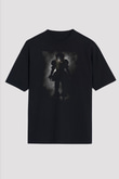 Unisex O (IT) Baskılı Siyah Oversize T-shirt