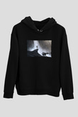 Unisex Oblivion Baskılı Siyah Kapüşonlu Sweatshirt