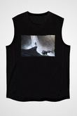 Unisex Oblivion Baskılı Siyah Kolsuz T-shirt