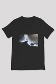 Unisex Oblivion Baskılı Siyah V Yaka T-shirt