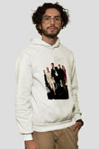 Unisex Ocean's Eleven Baskılı Beyaz Kapüşonlu Sweatshirt