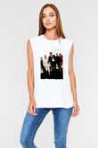 Unisex Ocean's Eleven Baskılı Beyaz Kolsuz Tshirt