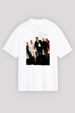 Unisex Ocean's Eleven Baskılı Beyaz Oversize Oversize T-shirt