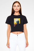 Unisex Ölüler Günü (Day of the Dead) Baskılı Siyah Crop Top Tshirt