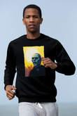 Unisex Ölüler Günü (Day of the Dead) Baskılı Siyah Sweatshirt