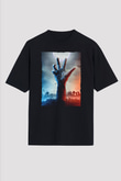 Unisex Ölüler Ölmez (The Dead Don't Die) Baskılı Siyah Oversize T-shirt
