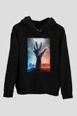 Unisex Ölüler Ölmez (The Dead Don't Die) Baskılı Siyah Kapüşonlu Sweatshirt