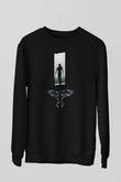 Unisex Ölümsüz Aşk (The Crow) Baskılı Siyah Sweatshirt