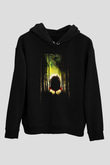 Unisex ParaNorman Baskılı Siyah Kapüşonlu Sweatshirt