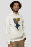 Unisex Pokémon Dedektif Pikachu (Pokémon Detective Pikachu) Baskılı Beyaz Kapüşonlu Sweatshirt