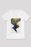 Unisex Pokémon Dedektif Pikachu (Pokémon Detective Pikachu) Baskılı Beyaz V Yaka Tişört