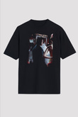 Unisex Prestij (The Prestige) Baskılı Siyah Oversize Tişört