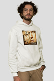 Unisex Prison Break Baskılı Beyaz Kapüşonlu Sweatshirt