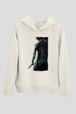 Unisex Rambo Baskılı Beyaz Kapüşonlu Sweatshirt