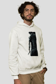 Unisex Rambo Baskılı Beyaz Kapüşonlu Sweatshirt