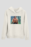Unisex Rambo Baskılı Beyaz Kapüşonlu Sweatshirt