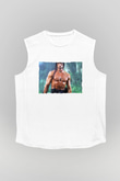 Unisex Rambo Baskılı Beyaz Kolsuz Tshirt