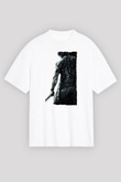 Unisex Rambo Baskılı Beyaz Oversize Tişört