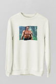 Unisex Rambo Baskılı Beyaz Sweatshirt