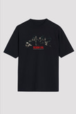 Unisex Resident Evil Baskılı Siyah Oversize T-shirt