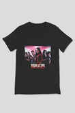 Unisex Resident Evil Raccoon Şehri (Resident Evil Welcome to Raccoon City) Baskılı Siyah V Yaka Tişört