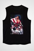 Unisex Rocky IV Baskılı Siyah Kolsuz Tshirt