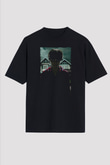 Unisex Ruhlar Bölgesi (Insidious) Baskılı Siyah Oversize Tişört