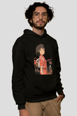 Unisex Ruhların Kaçışı (Spirited Away) Baskılı Siyah Kapüşonlu Sweatshirt