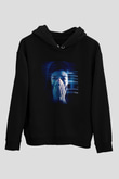 Unisex Safer at Home Baskılı Siyah Kapüşonlu Sweatshirt