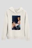Unisex Sapık (Psycho) Baskılı Beyaz Kapüşonlu Sweatshirt