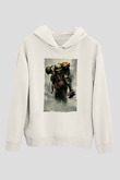 Unisex Savaş Vadisi (Hacksaw Ridge) Baskılı Beyaz Kapüşonlu Sweatshirt