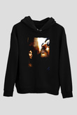 Unisex Sevginin Gücü (Léon) Baskılı Siyah Kapüşonlu Sweatshirt