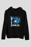Unisex Shang-Chi ve On Halka Efsanesi (Shang-Chi and the Legend of the Ten Rings) Baskılı Siyah Kapüşonlu Sweatshirt
