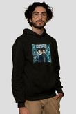 Unisex Sherlock Holmes Baskılı Siyah Kapüşonlu Sweatshirt