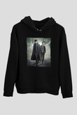 Unisex Sherlock Holmes Baskılı Siyah Kapüşonlu Sweatshirt