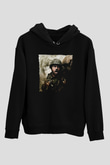 Unisex Shershaah Baskılı Siyah Kapüşonlu Sweatshirt