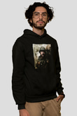 Unisex Shershaah Baskılı Siyah Kapüşonlu Sweatshirt