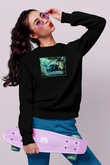 Unisex Sihirbazın Çırağı (The Sorcerer's Apprentice) Baskılı Siyah Unisex Sweatshirt