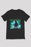 Unisex Sihirbazın Çırağı (The Sorcerer's Apprentice) Baskılı Siyah V Yaka Tshirt