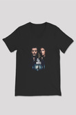 Unisex Sırtımdaki Bıçaklar (All the Old Knives) Baskılı Siyah V Yaka T-shirt